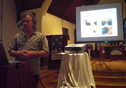 Keynote Speaker Robert Normandeau presenting his talk “Timbre Spatialization”